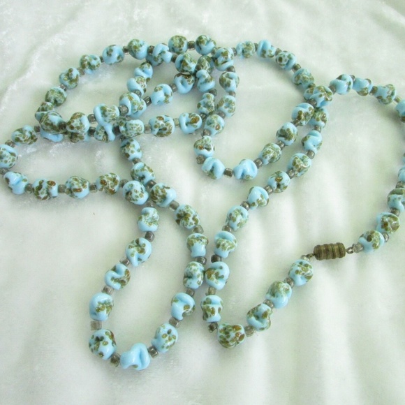 high-quality lot--3 long GLASS flapper bead necklaces, vintage 1960s+ - Picture 4 of 9